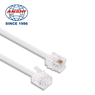 6P2C 6P4C Flat RJ11 Cat3 Telephone Patch Cord, PVC Jacket Copper Cable With Crystal Head, 2/4 Core Landline Extension Wire For Communication Wholesale