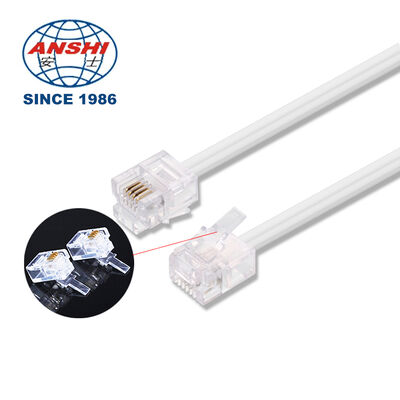 6P2C 6P4C Flat RJ11 Cat3 Telephone Patch Cord, PVC Jacket Copper Cable With Crystal Head, 2/4 Core Landline Extension Wire For Communication Wholesale