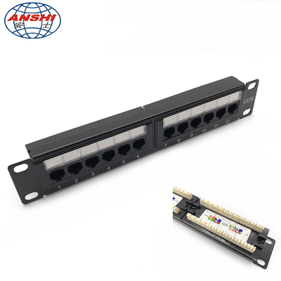 1U 10 İnç 12 Bağlantı Noktalı CAT5E CAT6 UTP Raf Montajlı Yama Paneli 110 IDC Tipi