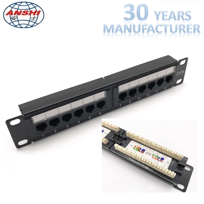 1U 10 '' İnç 12 Port CAT6 UTP Raf Dağı Patch Panel 110 IDC Tipi