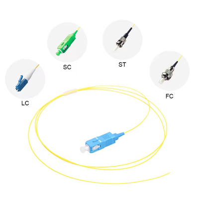 0.9mm 1/1.5 metre FTTH Sc-upcylow sarı SC/APC Sinle Core Sm G.652d Core Sc Fiber Patch Pigtail