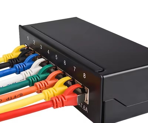 MASAÜSTÜ PATCH PANEL 8 PORT CAT5E CAT6 CAT6A KORUMALI 90 DERECE ÜSTTEN GİRİŞLİ KRONE TİPİ FTP STP