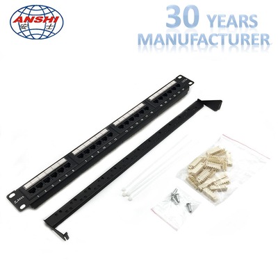 Siyah Cat5e UTP Yama Paneli, 110 IDC Tipi Rj45 Jack Panel Raf Monte Edilebilir