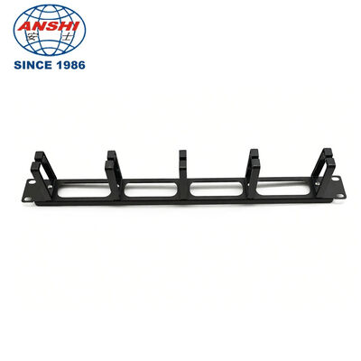 1U Height 19 Inch Rack Mountable Horizontal Cable Manager with 5 Rings for Network Cable Management