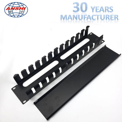 Ağ Kurulumları İçin 2U Yükseklik 12 Yuvalı Metal 19 İnç Raf Tipi Yatay Kablo Düzenleyici